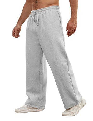 Soamat Mens Baggy Sweatpants Open Bottom Fleece Workout Casual Joggers Elastic Waist Drawstring Wide Leg Pants with Pockets