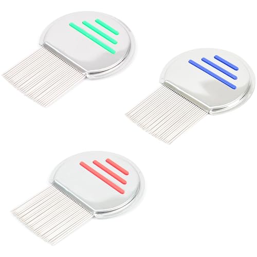 3-Pack Stainless Steel Lice Combs – Effective Nit & Lice Removal Tools for Kids & Adults – Dual-Sided Design for Fine Hair – Durable, Reusable, Gentle on Scalp – Best Nit Comb for Head Lice