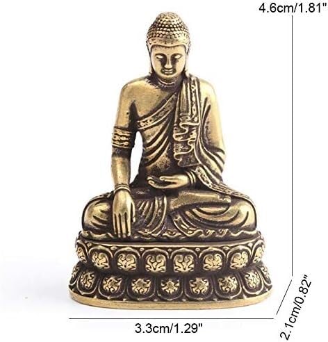 statuetka Buddy, Vintage mikrorzeźbiona brązowa statua Buddy Siakjamuniego ozdoba tybetańska