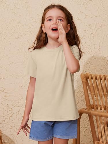 Image of ZDC Girls' Short Sleeve Shirts Kids Crewneck T-Shirts Summer Tops Basic Tees 5-14 Years