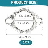Uszczelka do rury wydechowej 63 mm, 2-otworowa uszczelka kołnierza w kształcie rombu, uszczelka wysokotemperaturowa do tłumika i układu wydechowego, kompozyt metalowo-grafitowy, zestaw 2 sztuk