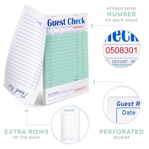 image for Alitte Guest Check Books for Servers Order Book 20 Pack Restaurant Ser
