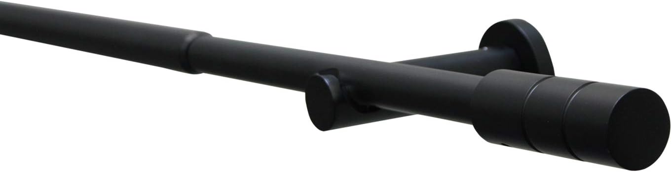 Crete Cylinder Curtain Rail Set, Complete Set Including Mounting Material, Length 120-210 Cm, Metal, Matt Black