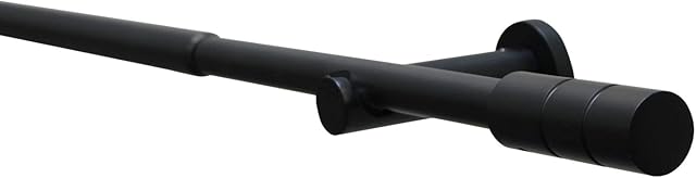 GARDINIA Zestaw karniszy Kreta Cylinder, Kompletny zestaw z elementami montażowymi, Długość: 120210 cm, Metal, Czarny mat