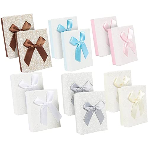 Juvale Cardboard Jewelry Gift Box Set with Lids and Bows for Valentine's (12 Pack) Multicolored