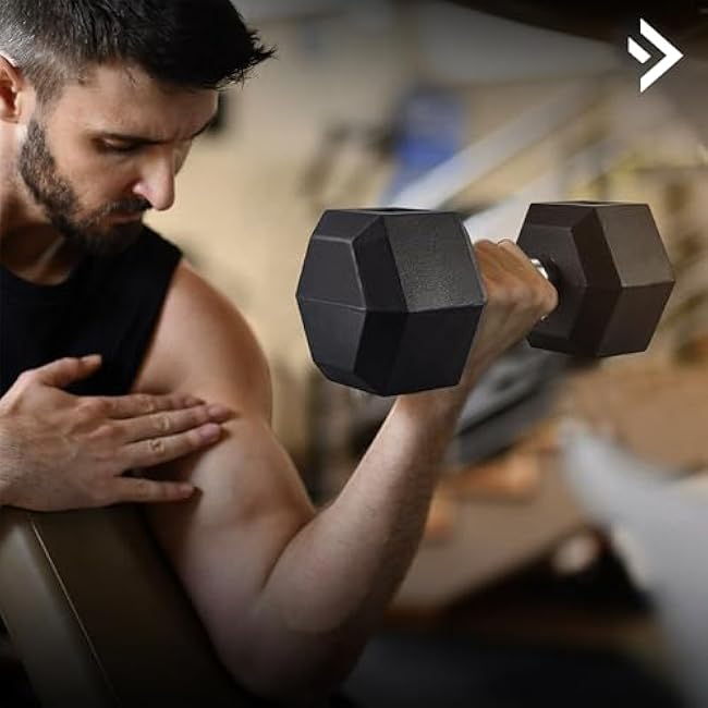 Hex Dumbbell set,5-25 Rubber Encased Exercise & Fitness Dumbbells set of 2, Hand weights for Strength Training