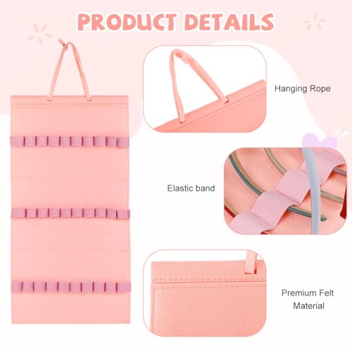 Image of HASTHIP Wall Hanging Headband Holder Hair Accessories Organizer, Felt Hairband Hair Band Holder with 30 Elastic Loops, Headbands Scrunchies Space-Saving Storage for Girls & Women, 31x60cm