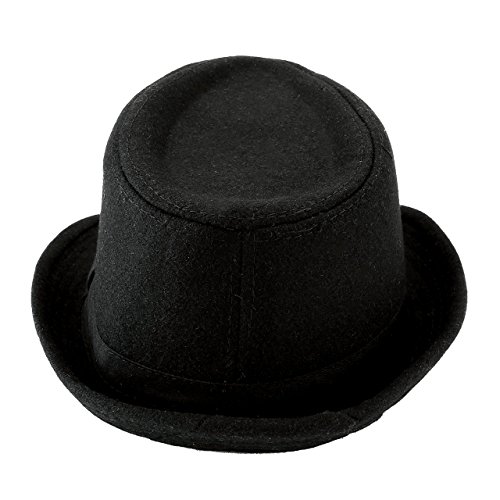 Unisex Classic Manhattan Fedora Hat With Black Band Fashion Casual Jazz Wool Cap (Black) #TOP5