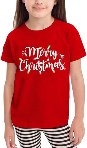 Merry Christmas Shirts Toddler Boys Girls Short Sleeve Buffalo Plaid Graphic Tees Tops Xmas Gift3