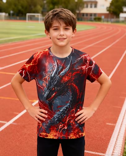 Image of uideazone Tshirts for Boys Kids Short Sleeve T-Shirt 3D Graphic Tee Shirts Tops Clothes 4-16 Years