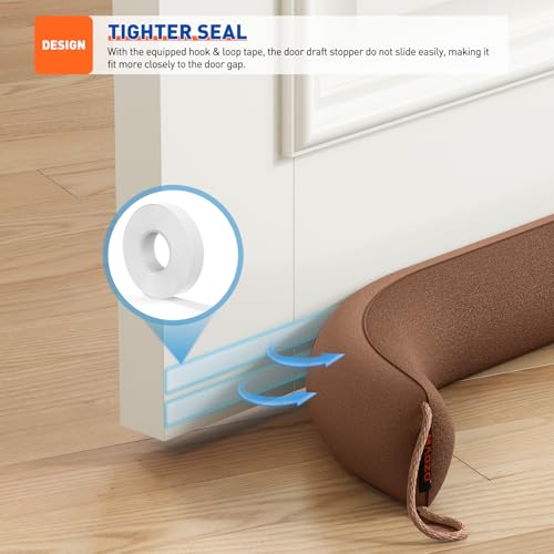 Image of MAGZO Door Draft Stopper, 32 Inch Under Door Draft Blocker Noise Stopper, Weighted Wind Blocker Draft Guard for Bottom of Door, Brown