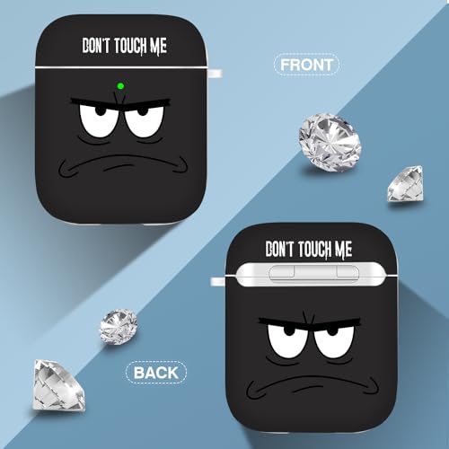 Image of for Airpods Case,Don't Touch Me Cool Cover with Lanyard Big Eyes Cute Cartoon for Airpods 2nd Generation Case,Soft Shockproof Cover for Women Men-Grey