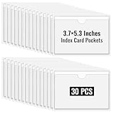 Clear Adhesive Pockets 3'x5' Index Card Pockets Sleeves Self Adhesive with Top Loading Label Pockets (30 PCS)