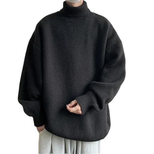 Men Loose Turtleneck Sweater Knitted Pullovers Warm Knitting Sweaters