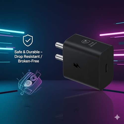 Image of 25W USB-C Fast Wall Charger - Compatible with Samsung Galaxy S23 S22 S21 21 FE S20 A34 M14 M34 M54 M53 M33 M13 - S A M F Series (Adapter Only)| Original Rapid Charging (Black)