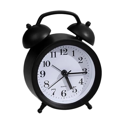 Reloj analógico pequeño, máquina de reloj de mesa silencioso vintage, funciona con pilas, reloj de escritorio pequeño | para sala de estar, mesita de noche, lugar de trabajo, dormitorio, cocina