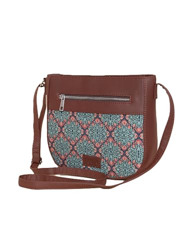 Image of ZOUK Kolkata Nouveau Women Jute Vegan Leather Multicolor U Shaped Sling Bag For Girls /Ladies
