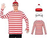 Cómo se llama la tela a rayas: Descubre los diferentes tipos y usos Dyeulget Disfraz de Wheres Waldo, camiseta de rayas rojas y blancas, disfraz de Halloween para adultos, mujeres y hombres, disfraz de Halloween, Rojo Y Blanco, 46