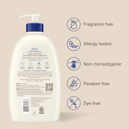 Aveeno Skin Relief Moisturizing Lotion, Fragrance-Free, 33 fl. oz - image 9