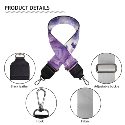 Image of Coldinair Purple Marble Print Bag Handle Strap Replacement Butterfly Purse Bag Strap for Women Men Luggage Strap Suitcases Luggage Carrying Bags