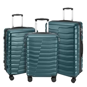 Lightweight Luggage with Spinner Wheels & YKK Zipper, 3-Piece Suitcase ABS+PC Hardside Luggage Set with TSA Lock, Teal Blue (20+24+28 inch)
