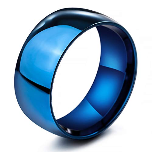 MunkiMix Ancho 10mm Acero Inoxidable Anillo Ring Banda Venda Azul Alianzas Boda Talla Tamaño 32 Hombre,Mujer