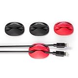 equinux tizi Knubbi Classic: 4 Kabelführungen (2X schwarz, 2X rot) mit selbstklebenden 3M-Pads. Fixiert 2 Kabel. Cable-Holder aus Anti-Rutsch-PVC für sicheren Kabelhalt