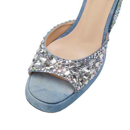 Image of Goolita Womens Open Toe Pearl Platform Heels For Women Chunky Buckle Ankle Strap Wedding Heeled Sandals Dress Evening Bride Bridal Shoes