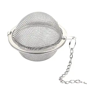Mockery Stainless Steel Mesh Tea Ball with Chain Tea Infuser Strainers Interval Diffuser Infuser Filters for Loose Leaf Tea, Herbal, Spices, Seasonings, Drain, Rinse, Coffee, Rice (Small)
