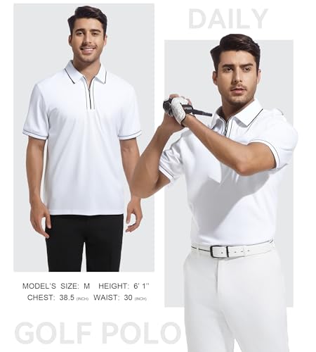 SAMERM Mens Zipper Golf Shirts Short Sleeve Casual Polo Shirts Moisture Wicking Solid Golf Shirt Fashion2