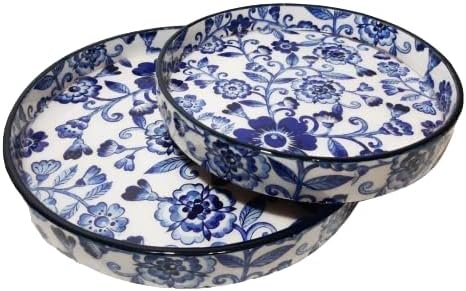 VDIX Round Trays Set of 2 | Serving Trays | Gift Item | Wooden Tray | Kitchen , Dining , Decorative Product | Resin Tray | Handmade