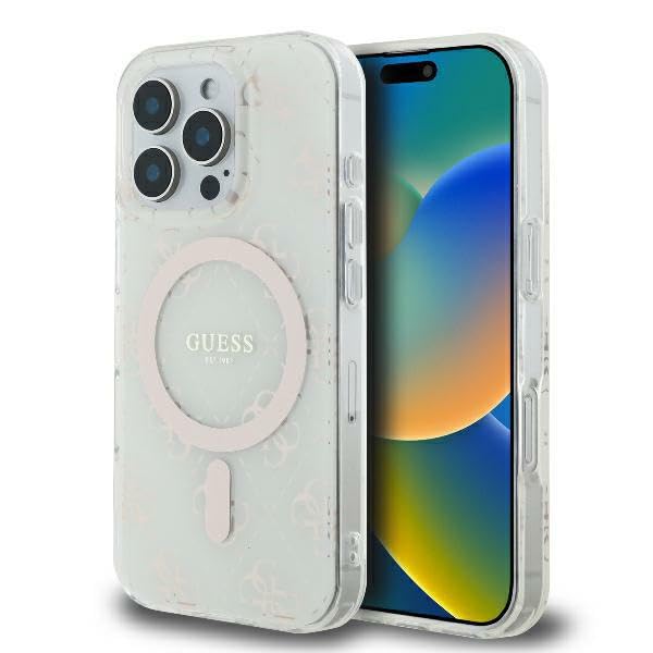 CG Mobile Guess GUHMP16LH4DTEH Coque pour iPhone 16 Pro 6,3" Blanc Étui Rigide IML 4G Background