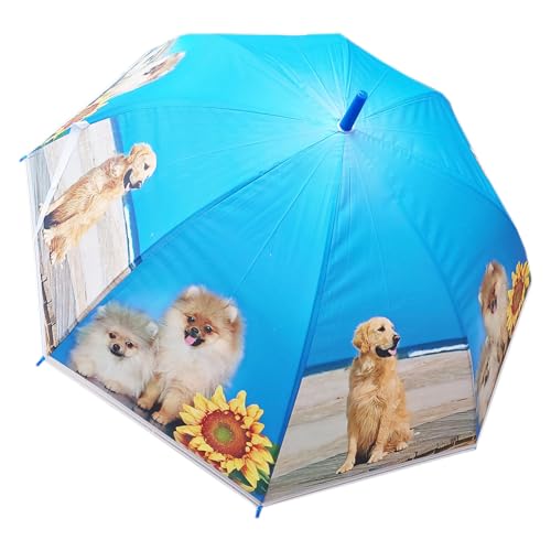 Guarda Chuva Estampa Pet Abertura Automática - Modelo Cachorro (Azul)