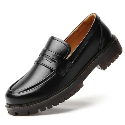 Image of Penny Loafers for Women Dressy Classic Leather Comfortable Non Slip Flats