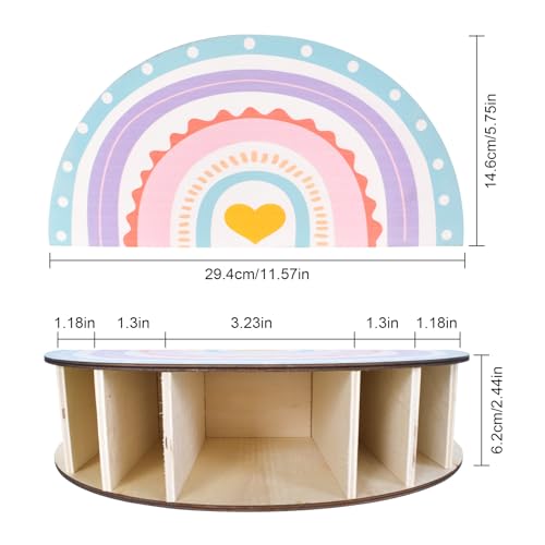 KYSUN Rainbow Pencil Holder Wooden Pen Holder Multifunctional Organiser Desk Tidy for Office Supplies Teacher Appreciation Gifts for Office School Home Supplies Makeup Brush - Image 3