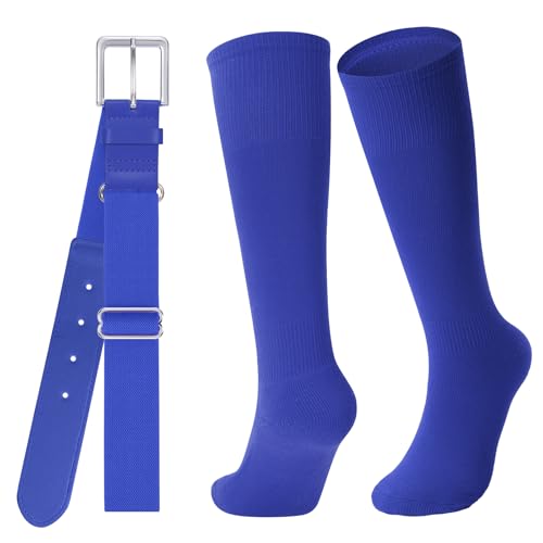 Image of Baseball Socks and Belt for Youth Adult Softball Socks Combo Elastic Waist Belt for Men Kids Boys Girls Women JASGOOD