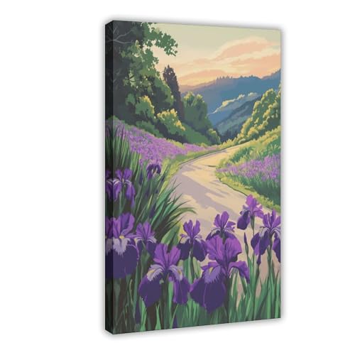 Iris violet sur toile UTGN 40x60 tableau paysage décoration murale chambre à coucher