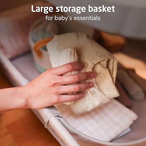 Image of Maxi-Cosi Iora Baby Bassinets Bedside Sleeper, Portable Bassinet, Infant Bedside Sleeper Crib, Height Adjustable, Breathable Mesh, Large Storage Basket, Truffle