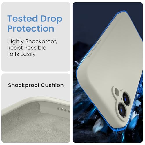 Image of FireNova Designed for iPhone 16 Case, Silicone Upgraded [Camera Protection] Phone Case, Soft Anti-Scratch Microfiber Lining Inside, 6.1 inch, Stone
