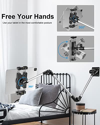 Woleyi Adjustable Tablet Wall Mount Holder - 35 Inch Foldable Arm Phone Ipad Mount For Wall, Webcam Stand Camera Mount, Fit For Ipad Pro 12.9 Air Mini, Galaxy Tabs, Cell Phones, Switch, 4-13" Devices #TOP2