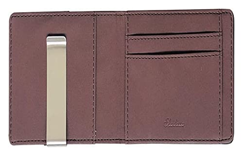 Thin Bifold Money Clip Leather Wallet with A Metal Clamp woman ID Credit Card Purse Cash Holder wallet & card cases