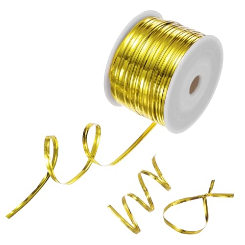 M METERXITY Ataduras de Alambre de Metal, 100 Yardas Ataduras Metálicas para Pan/Bolsas de Regalo/Decoración de Fiestas/Jardín/Envoltura de Regalos/Pasteles/Dulces [Dorado]