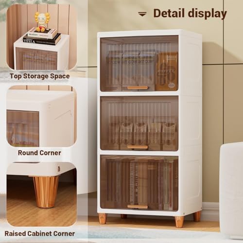 Image of TEKCOOL 4 Tier Foldable Plastic Rack for Storage /Kitchen Cupboard /Versatile and Sturdy Wardrobe for Clothes /Multipurpose Storage Organizer /Closet for Bedroom /Living Room /Laundry Room (Transparent);-