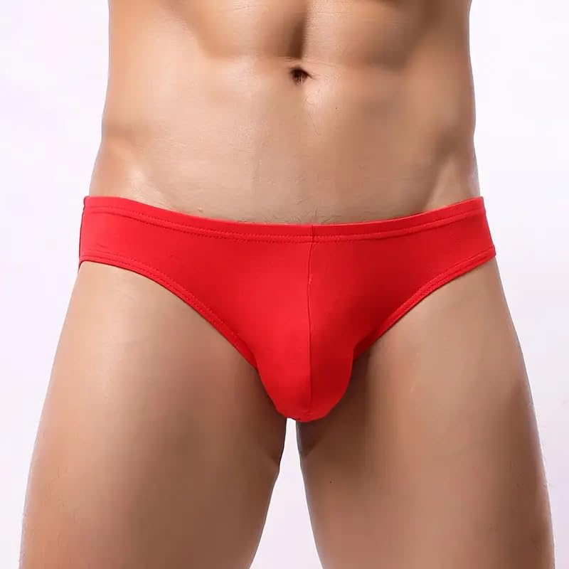 1 Pc Men's Underwear, Red Breathable, Lightweight Breathable, M