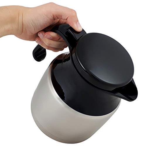 Helios Mondial Push Isolierkanne 1,3 L - 6h heiß – Geeignet für Kaffee und Tee – Bruchsicher – Einhandbedienung – Teebeutelhalterung, Matt