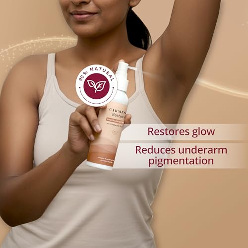 Image of Carmesi Restore Underarm Spray With 5% Glycolic Acid, 120 ml | Reduces Pigmentation & Restores Glow | 90% Natural | Dermatologically Tested | For All Skin Types | No Aluminium or Alcohol