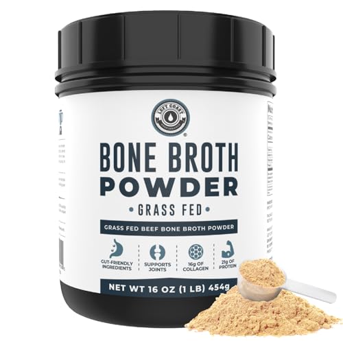 16oz Bone Broth Protein Powder From Grass Fed Beef - Unflavored, Single Ingredient - Rich in Collagen, Glucosamine, Gelatin, Paleo Protein Powder, Gut-Friendly, Non-GMO Ingredients, Dairy-Free Protein