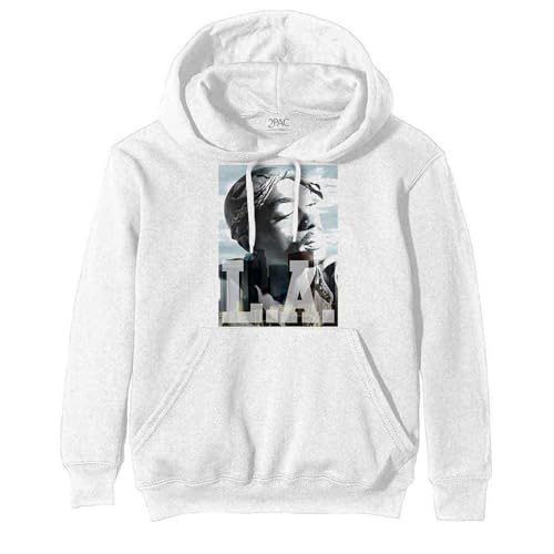 Rock Off officially licensed products Tupac LA Skyline Pullover Hoodie XL White