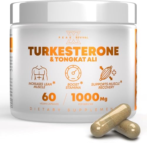 Image of Peak Revival-X Turkesterone & Tongkat Ali 1000mg Supplement - 500mg Ajuga Turkestanica Per Serving Increase Stamina, Lean Muscle Growth & Recovery - Made in The USA (60 Capsules)