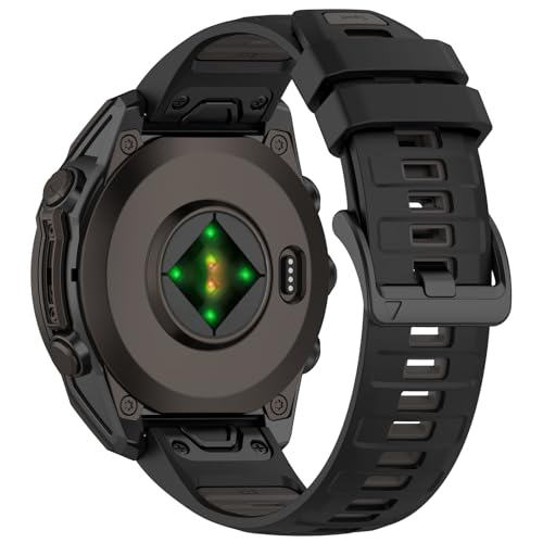 LOKEKE Garmin Quatix 8 �����p���X�g�o���h - 26mm �����p�V���R���r���v�o���h�X�g���b�v Garmin Quatix/Tactix 8 51mm�Ή� QuickFit(�u���b�N+�O���[)